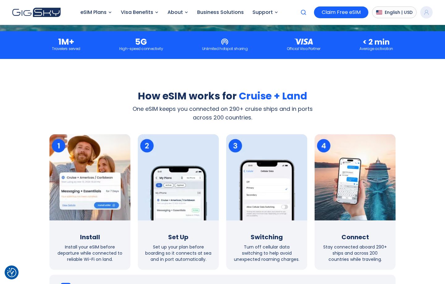 GigSky cruise line picker including Royal Caribbean